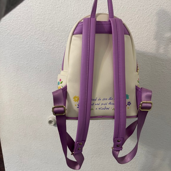 Disney Loungefly Tangled Rapunzel 10th Anniversary Tower Mini Backpack Purple - Picture 3 of 8